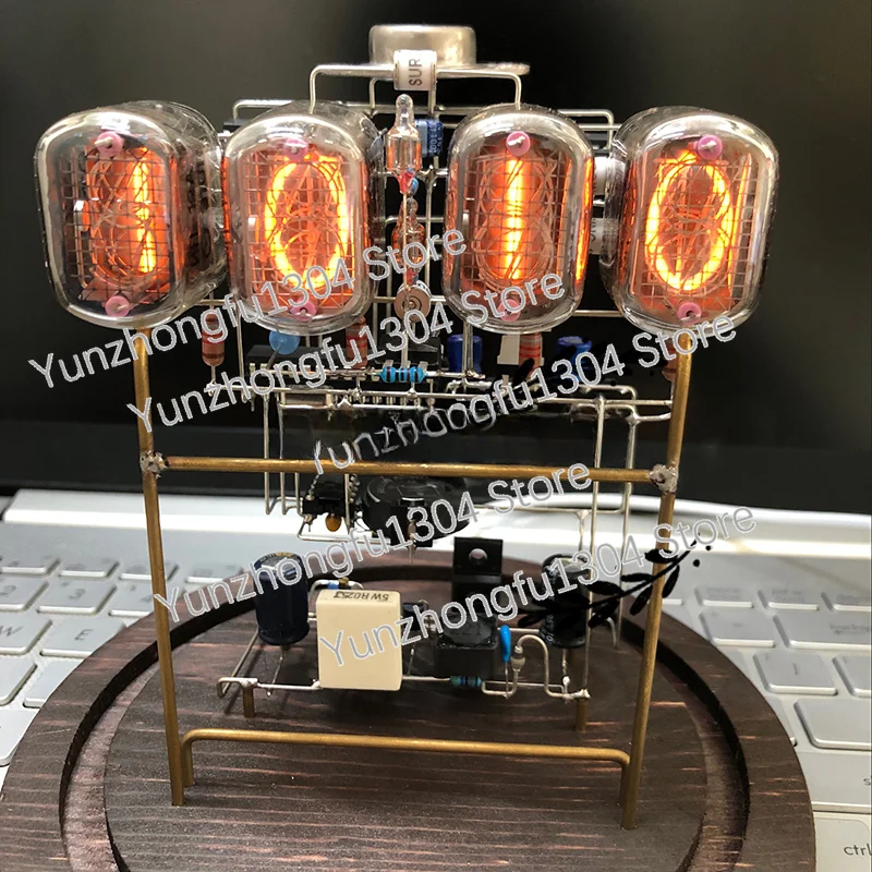 IN-12 IN12 Glow Tube Clock Retro Cyberpunk Desktop Creative Nixie Digital LED Clock Ornaments Handmade Circuit Scaffolding