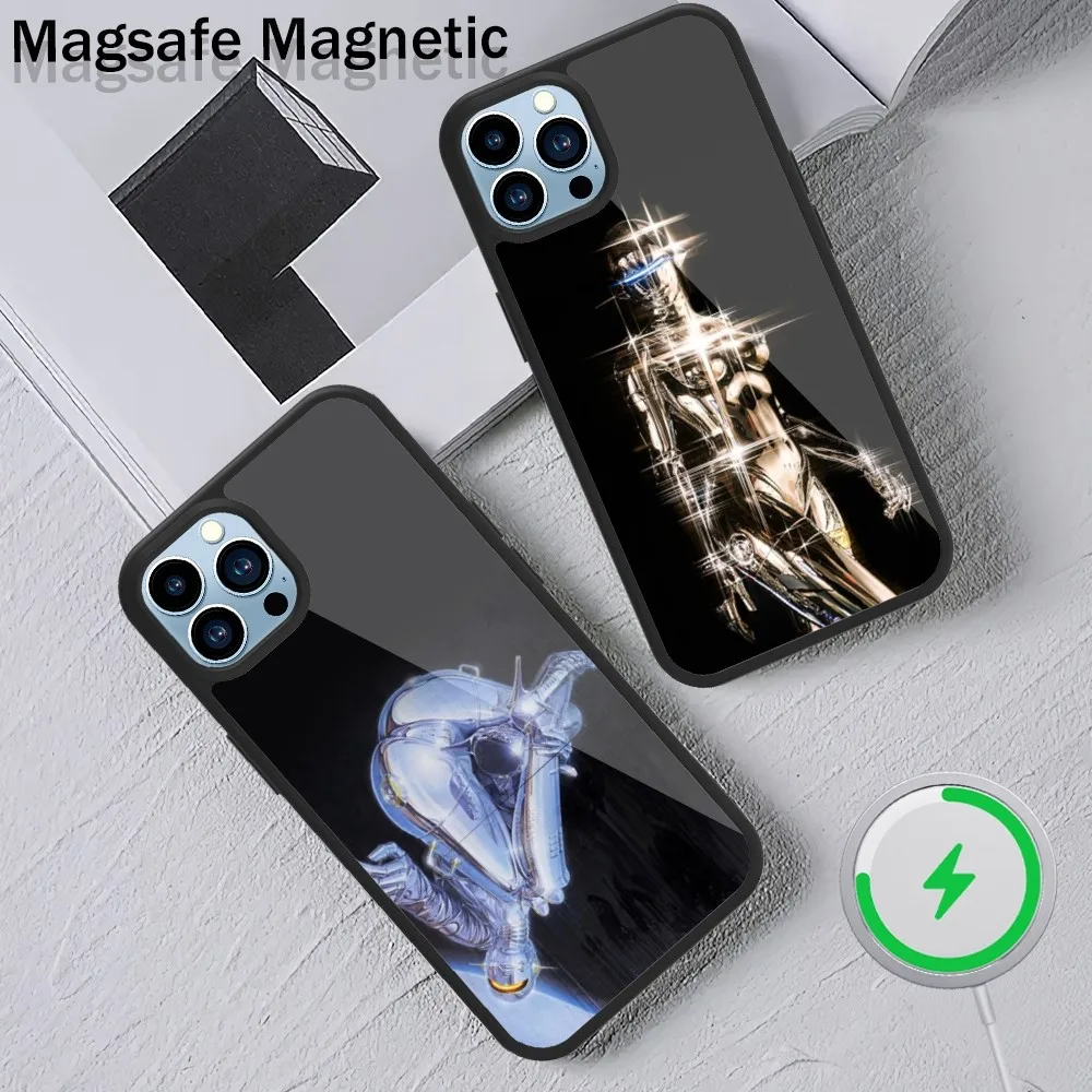 

H-Hajime Art S-Sorayama Phone Case For iPhone 15 14 13 12 11 Plus Pro Max Magsafe Magnetic Wireless Charging