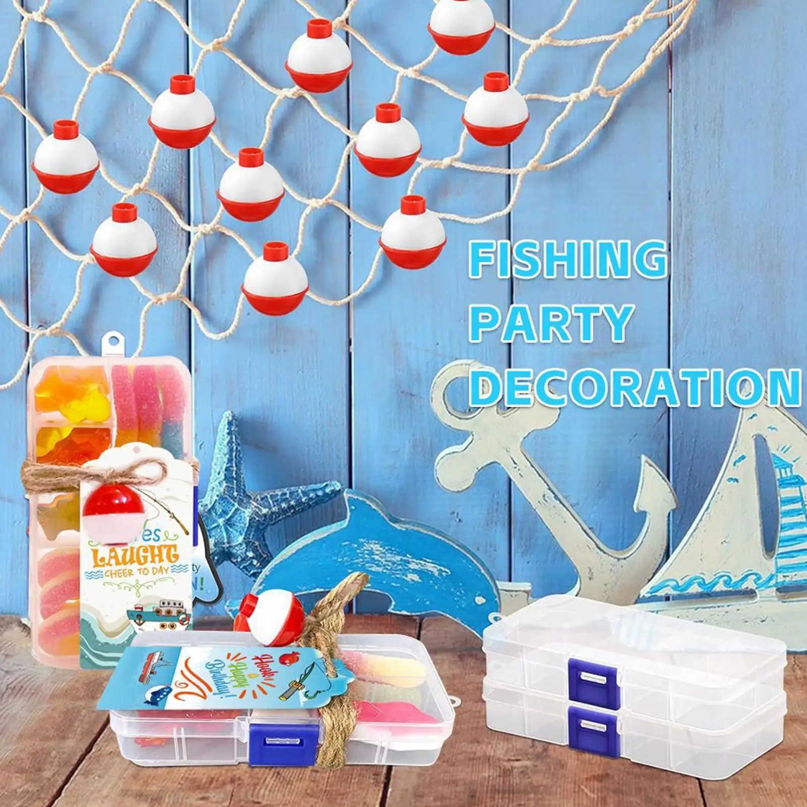 釣り用の小さなタックルボックス-pvc製の小さなタックルボックス、浮き付き、パーティーの記念品、魚をテーマにしたアクセサリー、夫、息子、女の子向け