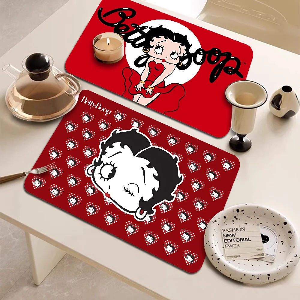 B-Bettys Boops Anime Super Absorbent Coffee Mat Dish Draining Mat Large Kitchen Drying Mat Quick Dry Bathroom Drain Pad Kitchen