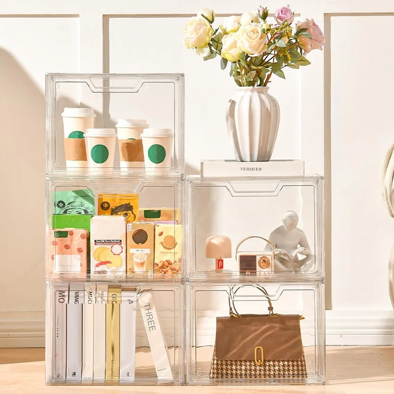 1 Pack Clear Storage Bins With Lids,Stackable Acrylic Display Case For Handbags, Cosmetic, Multifunctional Storage Boxes