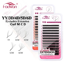 FADVAN YY/3D/4D/5D/6D W Shape Lashes M/C/D Curl Premade Volume Fans Faux Mink Eyelashes Brazilian Volume Natural Soft YY Lashes