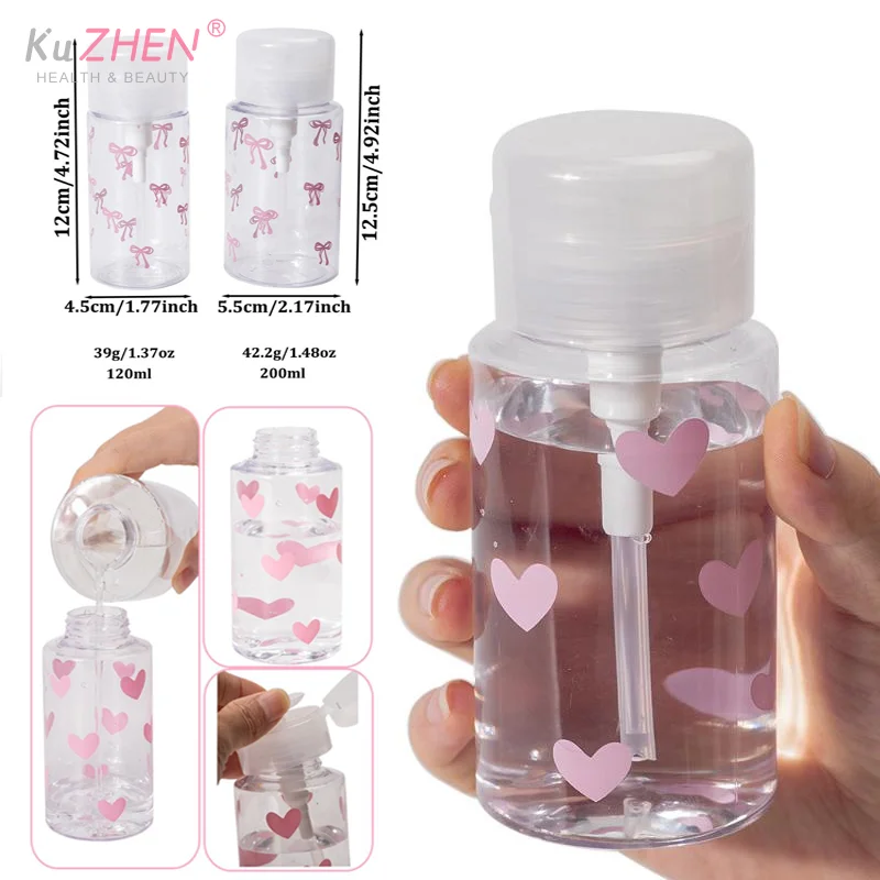 Kunststoff Bogen Herz Presse Pump Flasche Nachfüllbare Spender Flaschen Leere Flasche Zubehör Reinigung Öl Nagellack Entferner