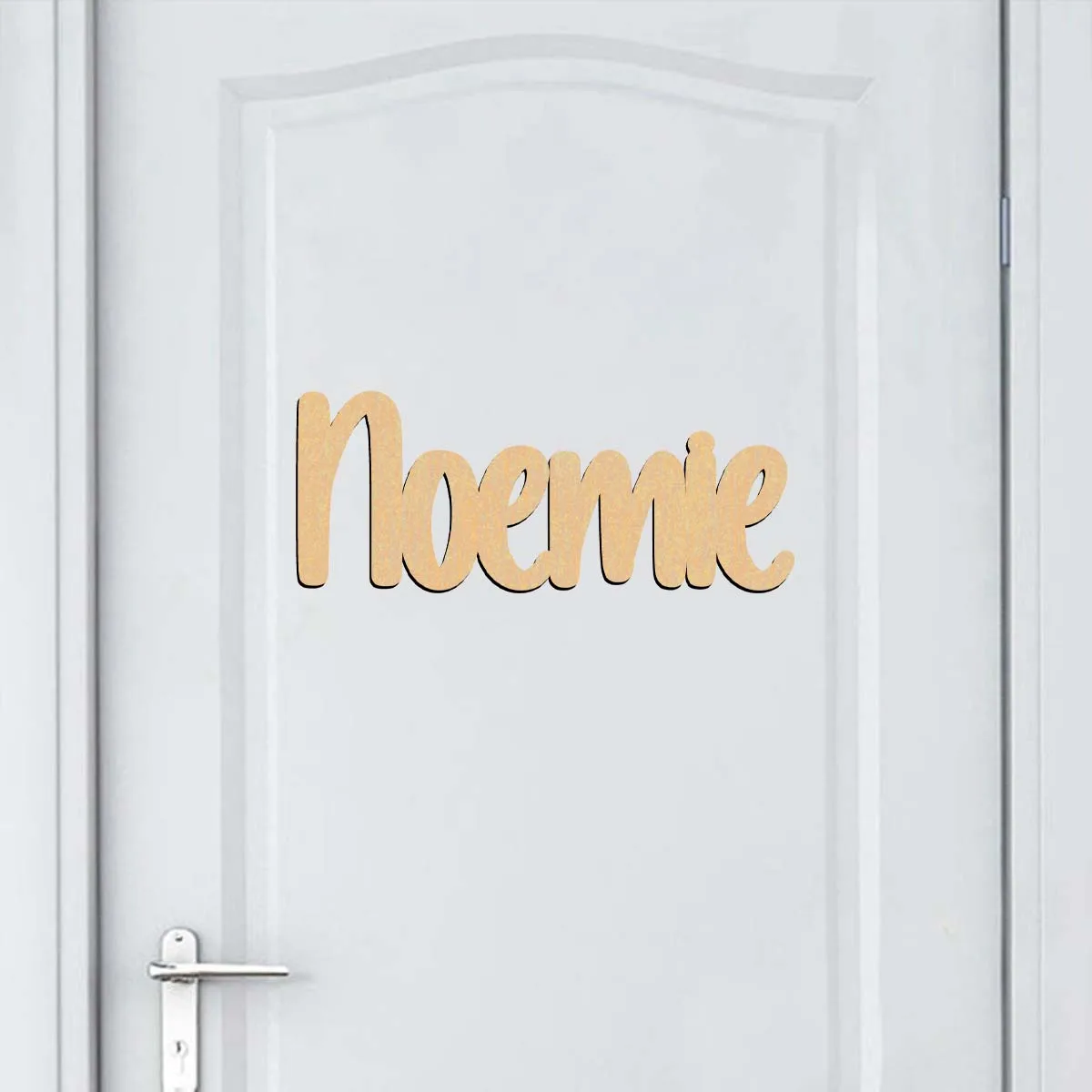 1 Stück Noemie-Beispiel: Langlebiges, personalisiertes Holzschild, Holzplakette, lasergeschnittenes Schild aus unbehandeltem Holz zum Bemalen oder Glitzern