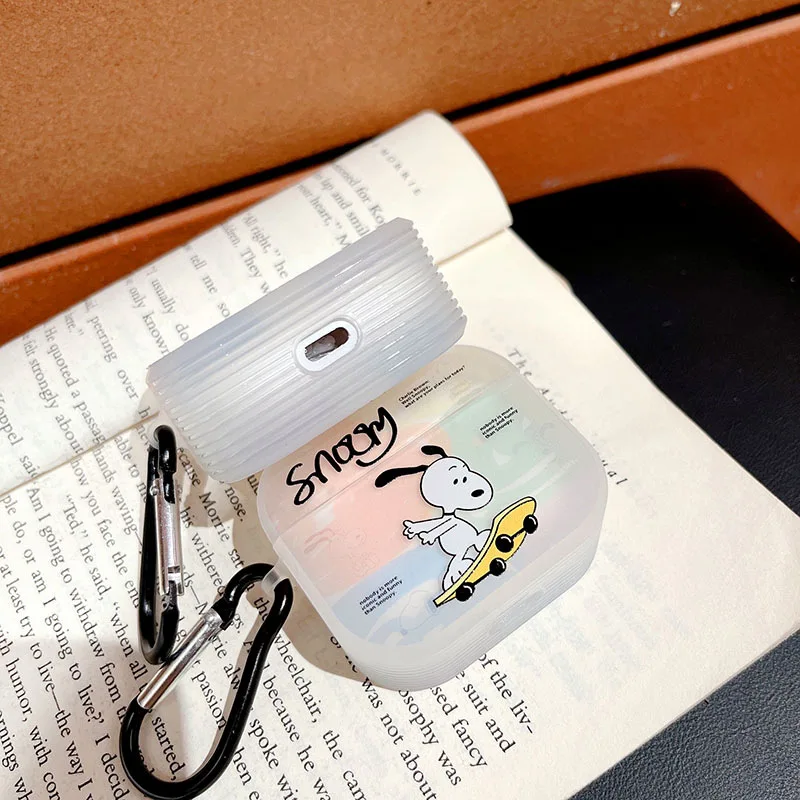 سنوبي لينة حافظة سماعة الاذن من البولي يوريثان ل Airpods 1 2 3 حافظة سماعة رأس لاسلكية مقاومة للصدمات مع هوك ل Airpods Pro غطاء شحن