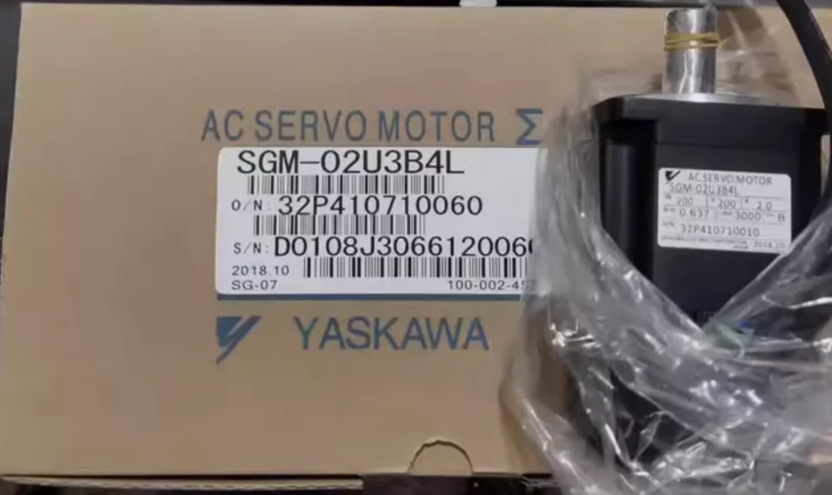 Brand New SGM-02U3B4L Servo Motor，SGM 02U3B4L，Fast shipping