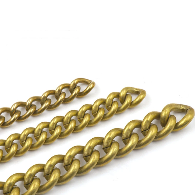 1 meter Solid brass Open curb Link Chain Necklace Wheat Chain 6/8/10mm none-polished Bags Straps Parts DIY Accessories