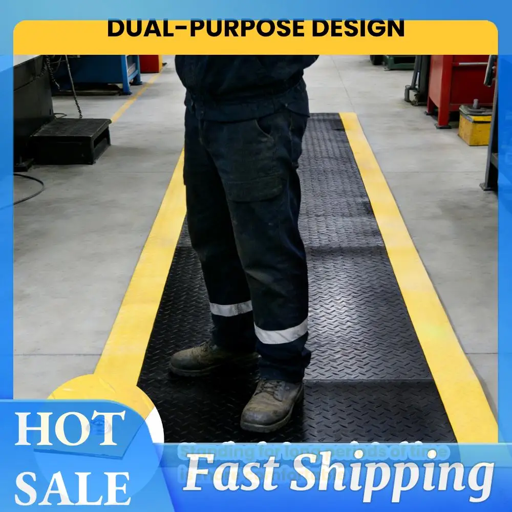 

Промышленный противоусталостный коврик 144x36 дюймов с желтой защитной окантовкой, утолщенный губчатый противоусталостный коврик для гаражей и складов
