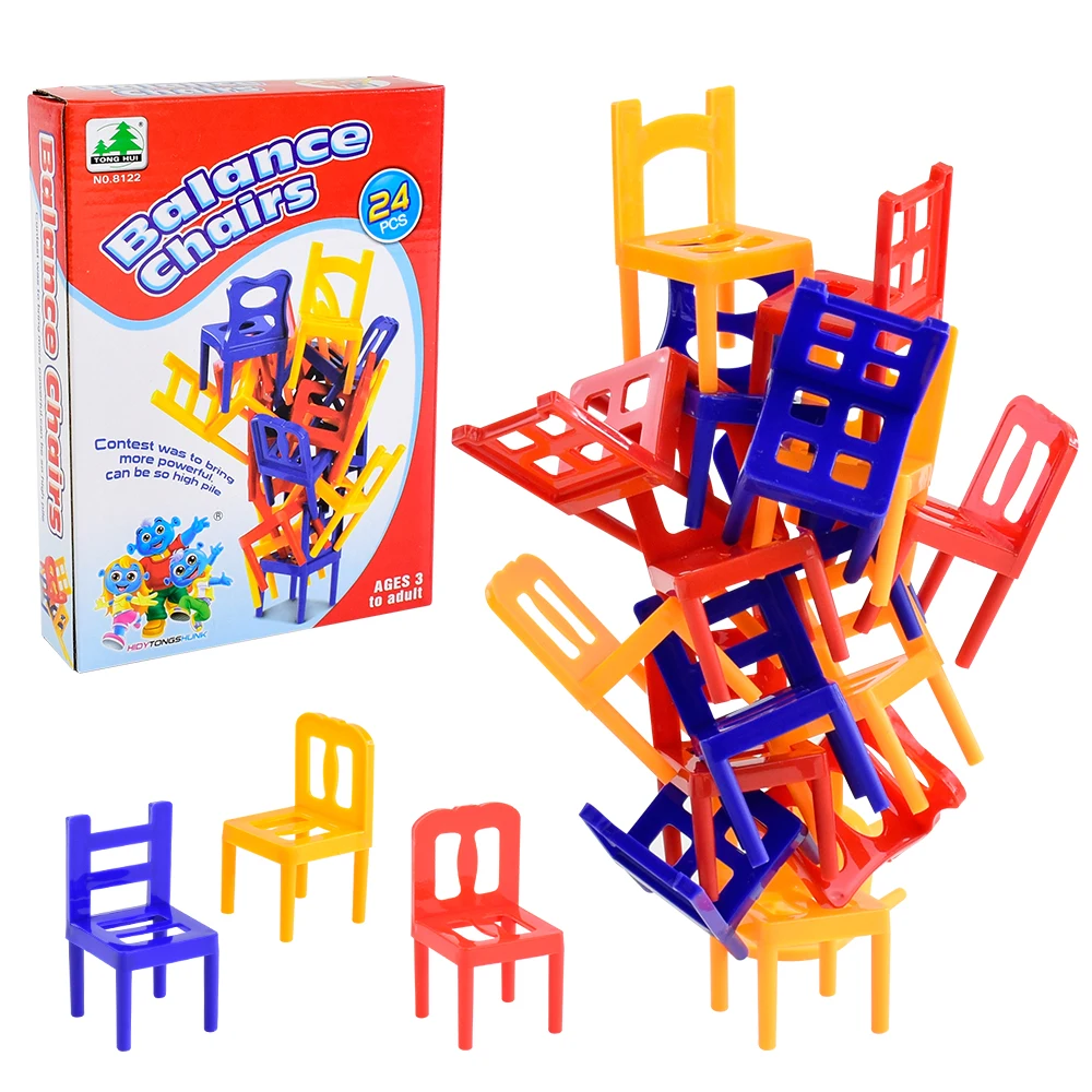 Kids Folding Chair Balanced Toys Desktop Fun Party Game Balance Chairs Adult Children\'s Stacking Games Interactive Toy Gift