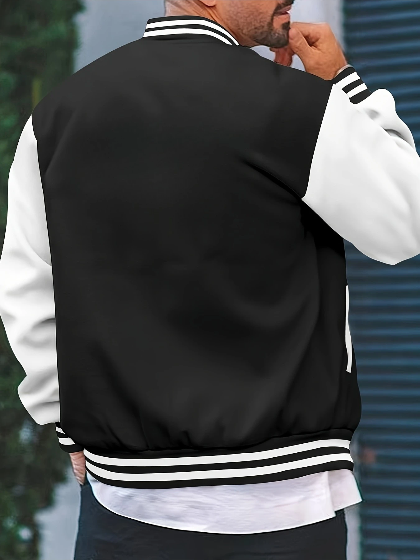 Men's Color Blocked School Team Jacket - Casual Baseball Jacket with Pockets, Front Button Long Sleeve Comfortable