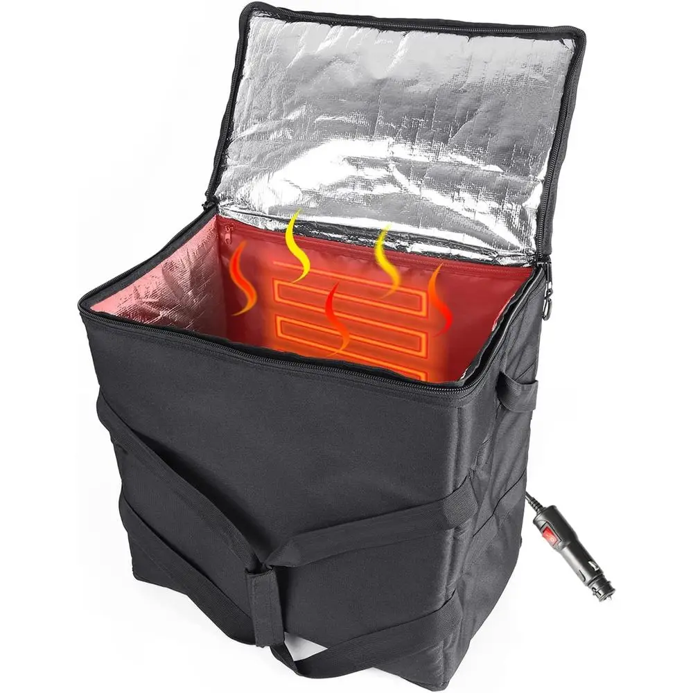 

Portable Insulated Food Warmer Bag with Handle - Collapsible Lunch Container for Picnics and Pizza Delivery