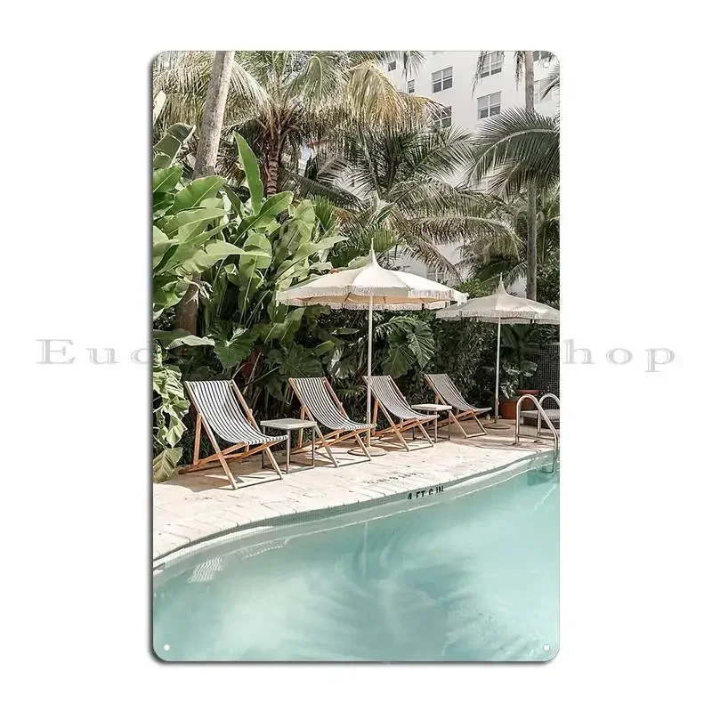 Miami Beach Florida Metal Sign Painting Personalized Living Room Club Bar Garage Tin Sign Poster