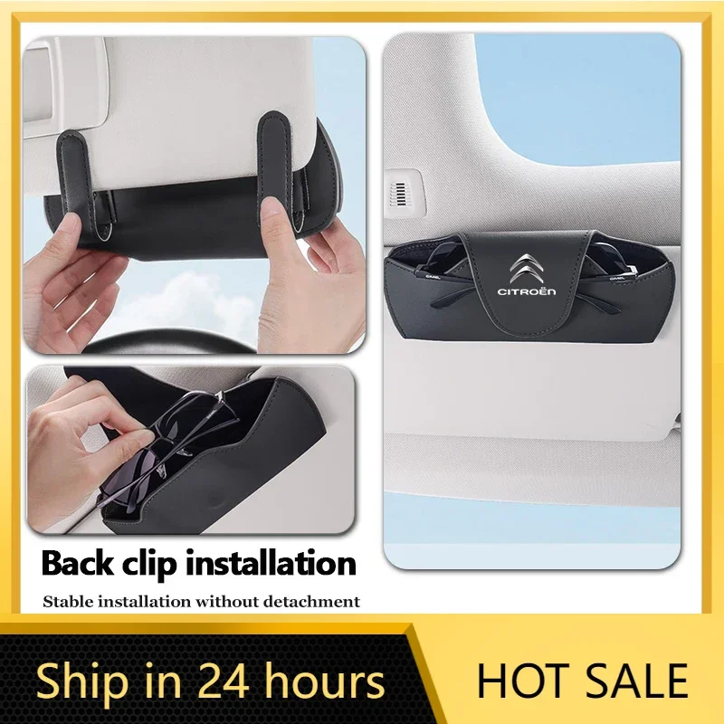 

Car Sticker Car Glasses Case Ticket Card Clamp Sun Visor Sunglasses Holder For Citroen C5 C1 C2 C6 C4L DS3 DS4 DS5 C-Elysee Gran