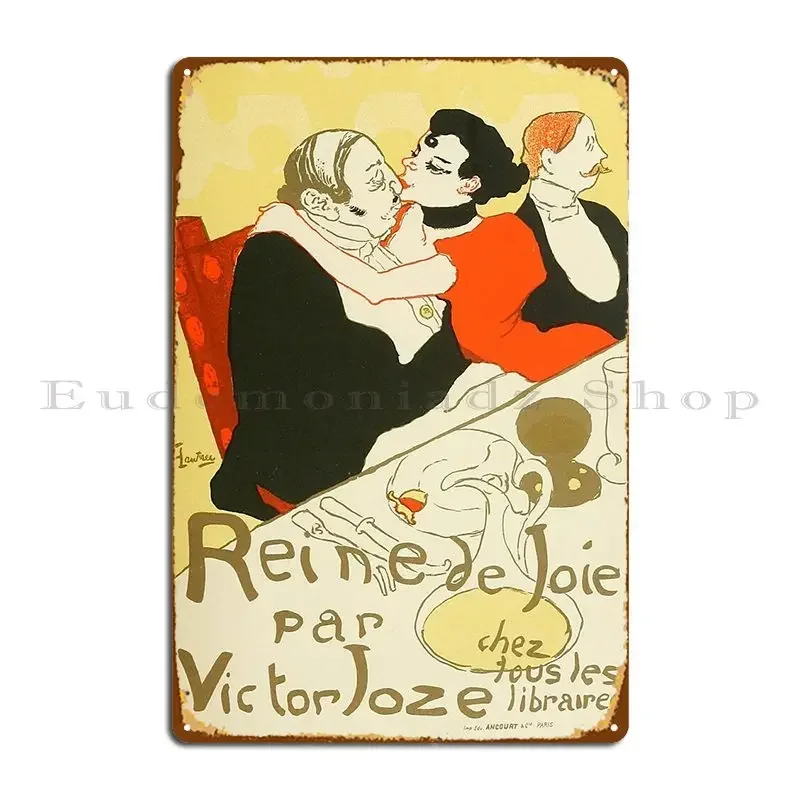Panneau métallique vintage Reine De Joie Victor Joze Queen Of Joy 1892, impression murale, affiche pour garage et club