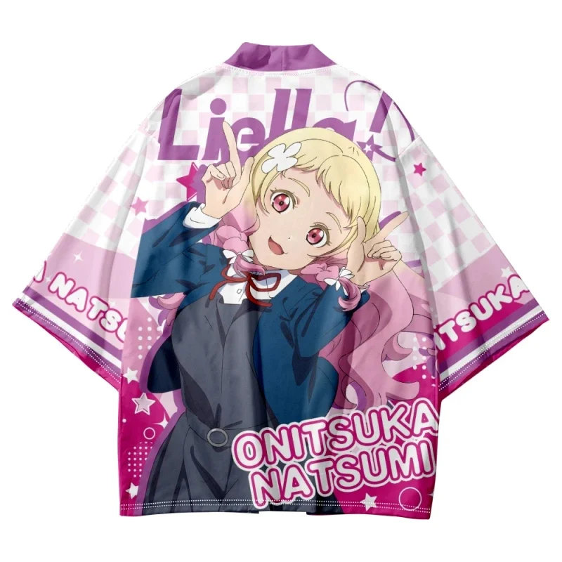 Anime LoveLive! Superstar!! Yukata Men Women Cardigan Loose Blouse Haori Obi Asian Clothes Harajuku Japanese Kimono Shirt