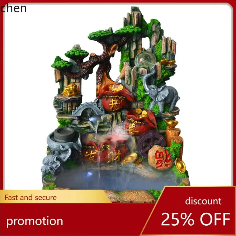 Flowing Water Fountain Ornament Fish Tank Practical Lucky Bag Elephant Resin Gift Rockery Craft Manufacturer