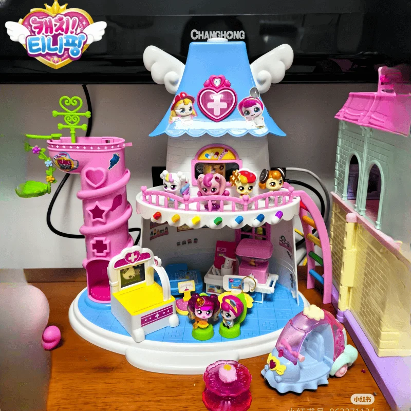 Catch Teenieping Action Figures Ambulance Hospital Moko Love Moko Lemei Anime Key Series Toy Love Ambulance Children Stduy  Toy