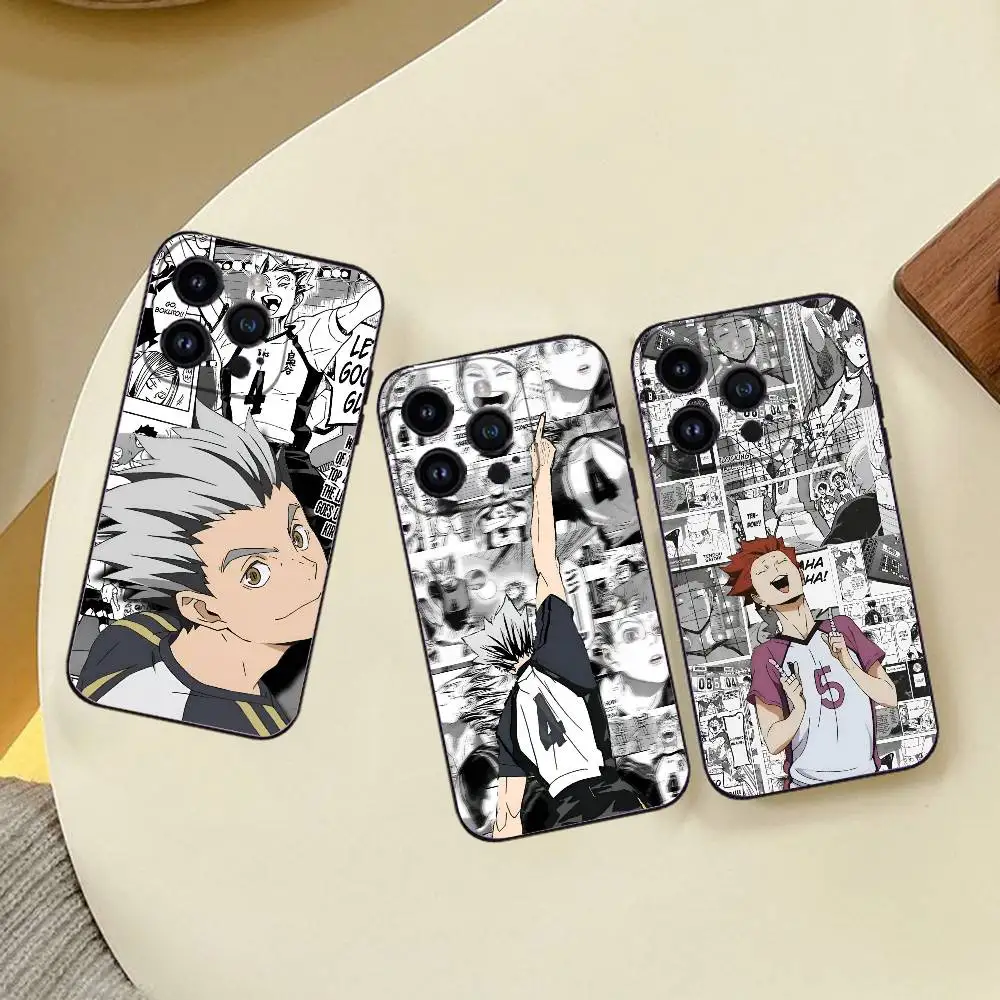 هايكيو!! Karasuno الكرة الطائرة عضو أنيمي جراب هاتف آيفون 16 15 14 13 برو ماكس 11 12 Mini X Xs XR Se غطاء سيليكون أسود #3