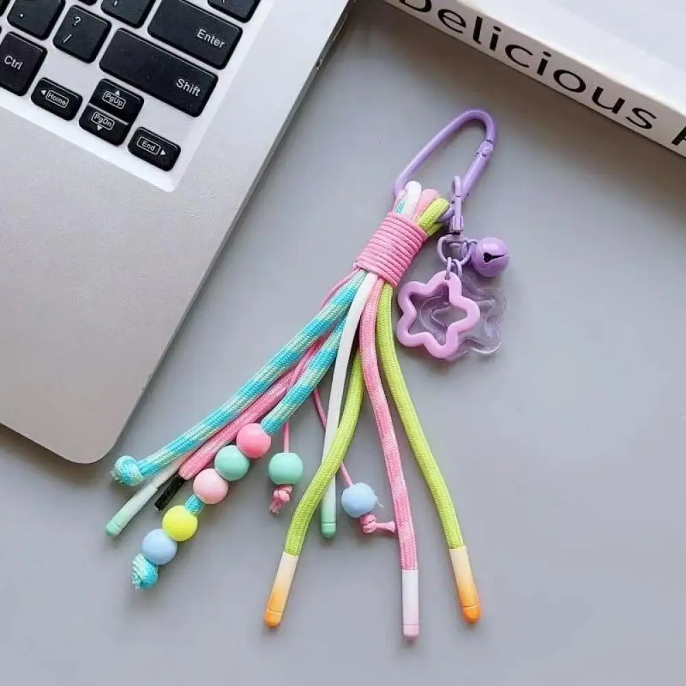 Colorful Trendy Woven Pendant Mobile Phone Pendant Hanging Rope Bag Keychain Accessories DIY Accessories