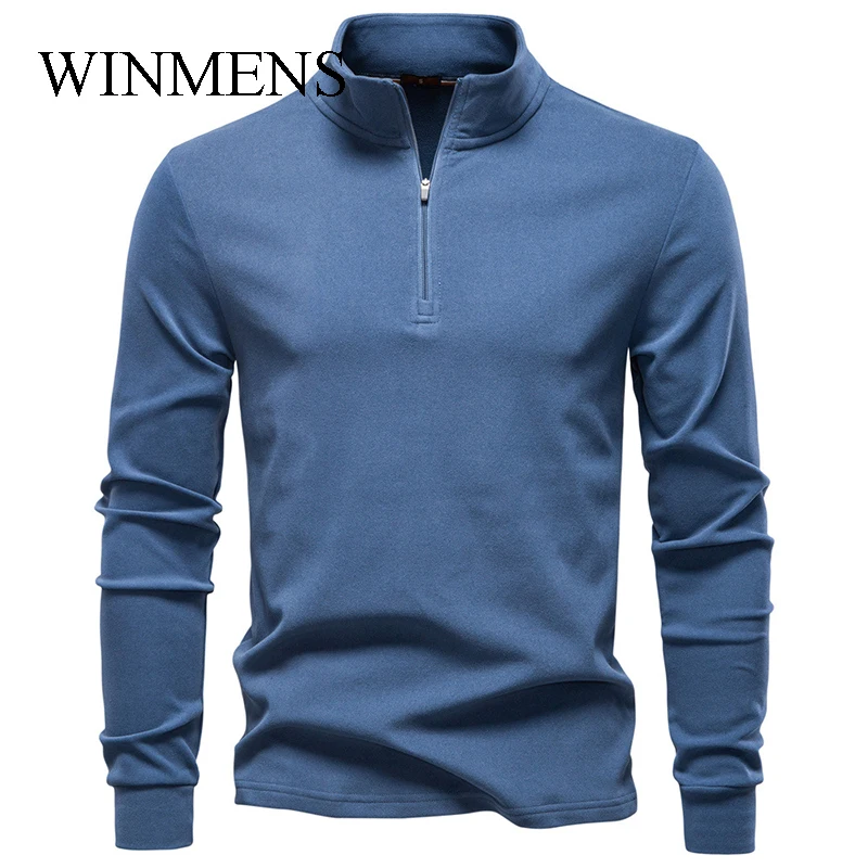 

Men's Sweatshirt 2025 Autumn and Winter Youth Stand-Collar Half-Zip Long-Sleeve Thermal Base Shirt Solid Pullover Sweaters