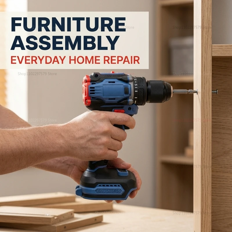 Brushless Electric Screwdriver Two Speed Cordless Drill for Home DIY and Professional Projects No Battery Included Compact Power