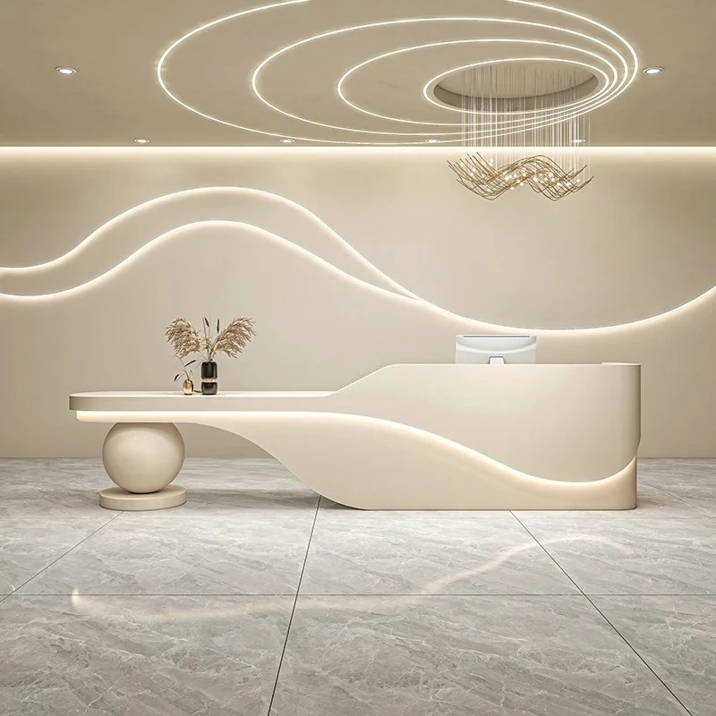 

Beauty Luxury Reception Desks Executive Shelves Modern Aesthetic Desks Organizers Design Company Mostrador Trendy Furniture