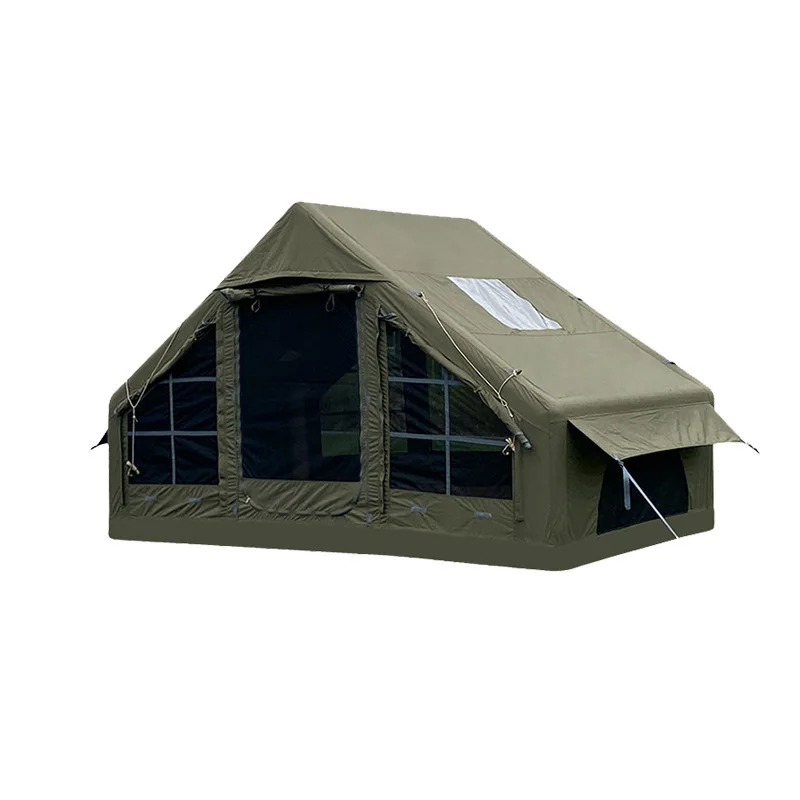 Army Green Inflatable Tent, Outdoor Overnight 6.3 Flat Oxford Cloth Camping Rain And Sun Protection Camping Supplies Equipment O