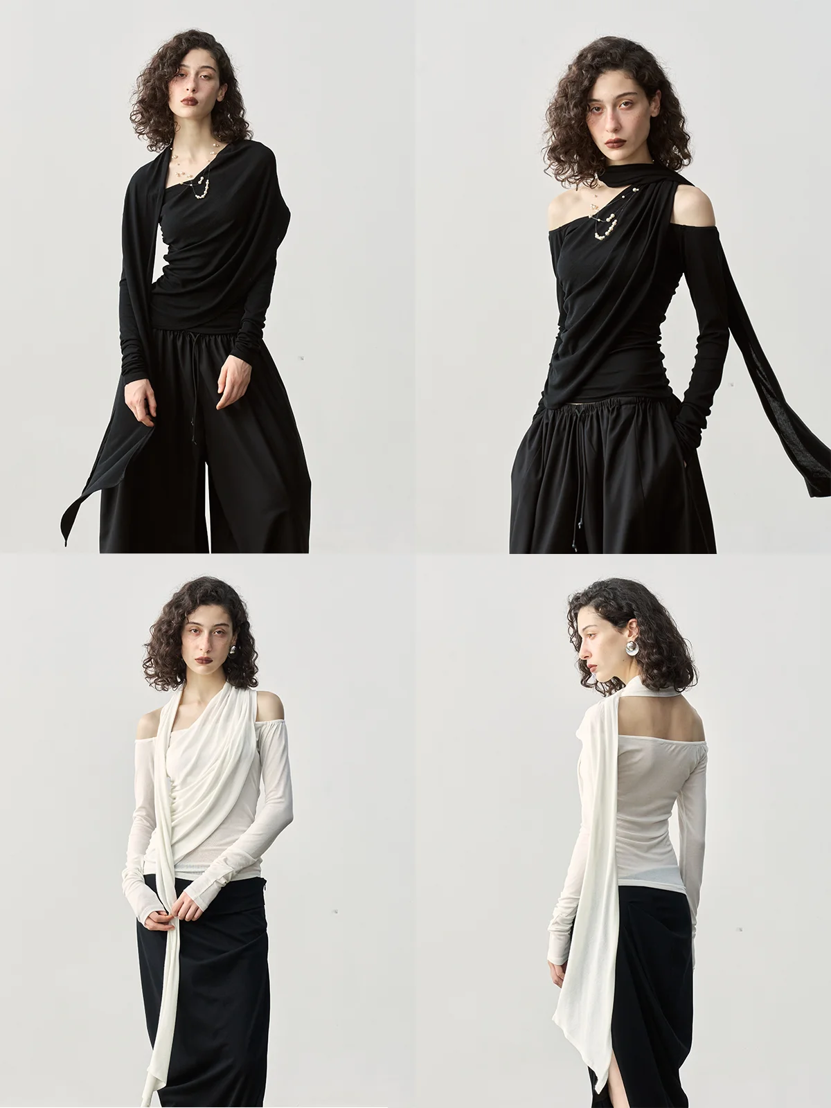 

a Kind Ego hine Waable Wool Sculpture oulder Женский топ Весна Осень Новый Sle Повседневный Удобный Дышащий Длинный Sl...