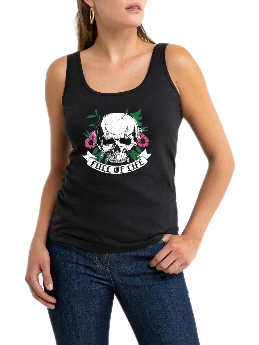 Full Of Life Gardening Skull Design Breathable Slim Fit Tank Tops Gardener Halloween Gift Sleeveless Tee Gym Vest