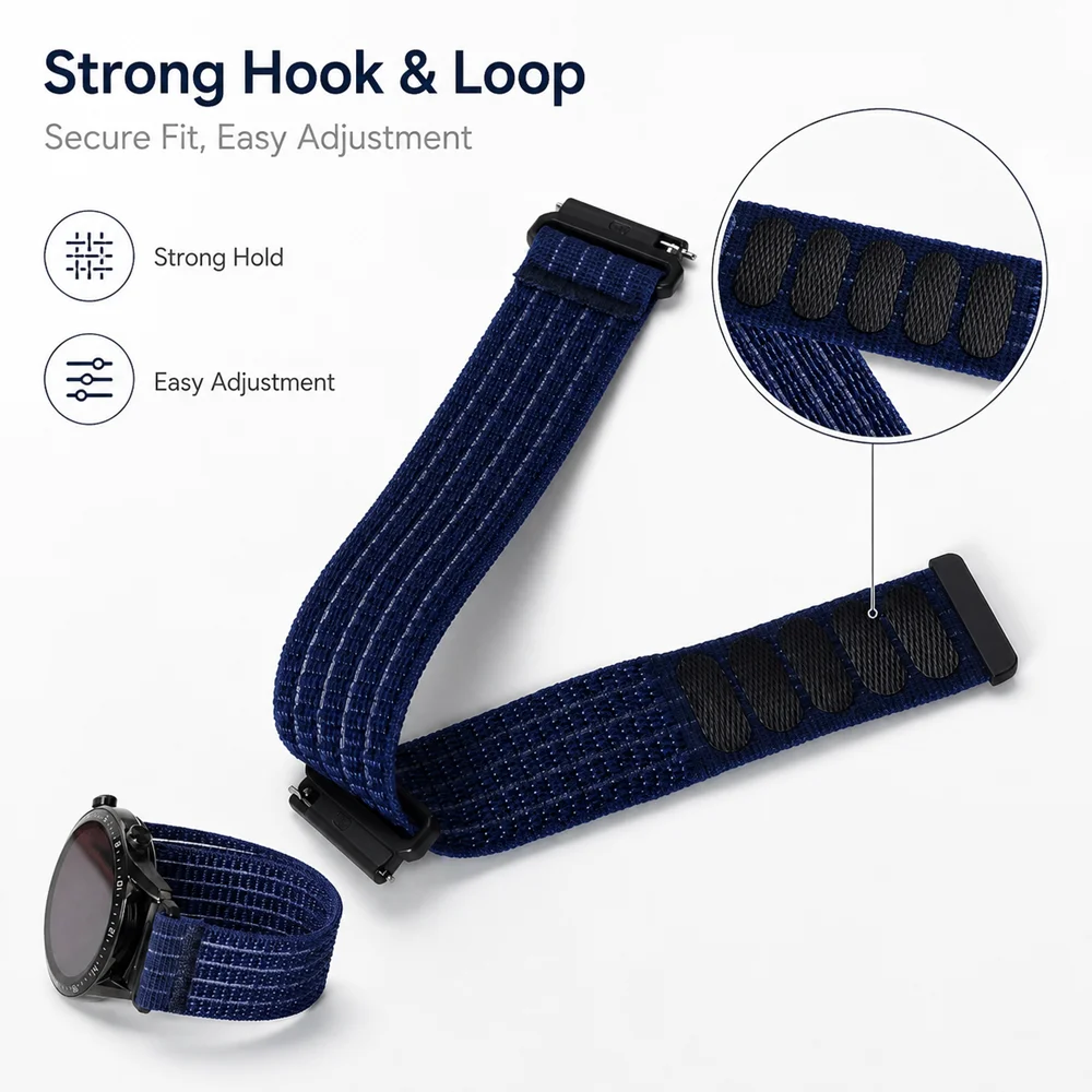 20mm22mm Strap for Samsung Galaxy Watch7 6 5 4 3 Hook&Loop Nylon Bracelets correa for Galaxy Watch 6 4 Classic/Gear S3 Classic