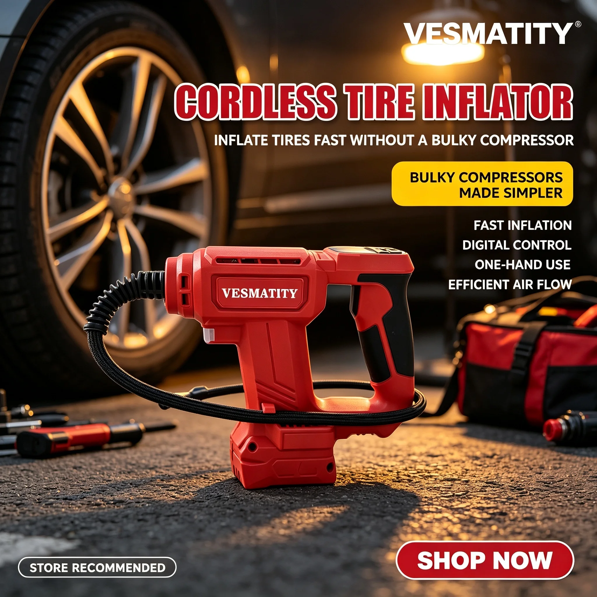 12V Electric Air Pump Cordless Car Tyre Inflator Portable Air Compressor Fit Milwaukee Battery for Cars Bicycles Digital
