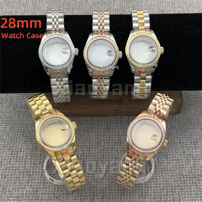 

Роскошный двухцветный корпус NH05, ремешок 28 мм, женский корпус часов, сапфировое стекло, 10 бар для женщин, NH05, аксессуары для часов с механизмом, детали