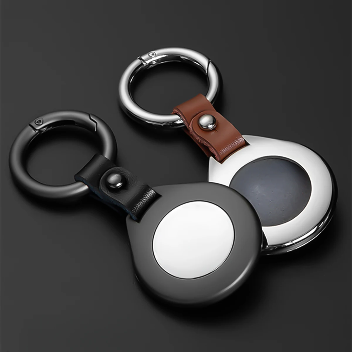 

High Quality Leather Metal Pendant Protective Case For Apple Airtags Anti-collision Keychain Accessories Hot Sale Wholesale