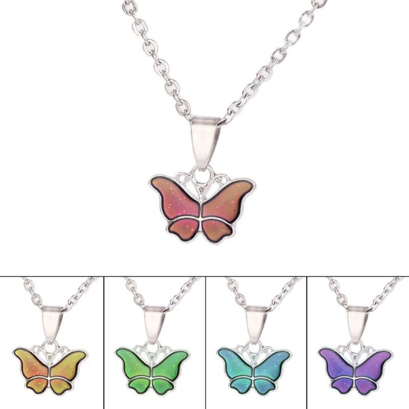 Fast Reach for Butterfly Color Change with Temperature Necklace for Butterfly Emotion Feeling Mood Pendant