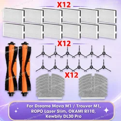 Fit For ( Dreame Mova M1 / Trouver M1, ROPO Laser Slim, OKAMI R110, Kewbily DL30 Pro ) Parts Main Side Brush Filter Mop Cloth