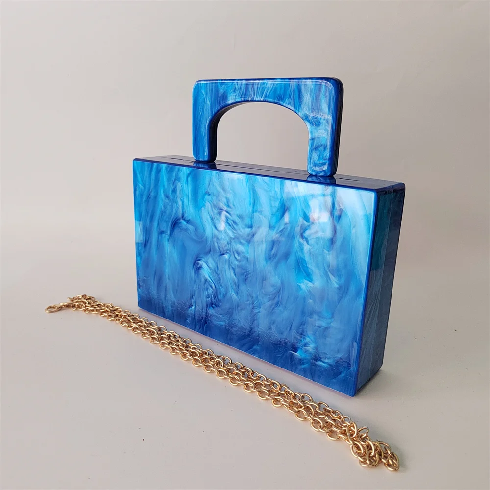 Acrylic Bag Handle Box Pearl Marble PVC Evening Bag Women Designer Clutch Purse And Handbags Wedding Party Female New Gift Flap