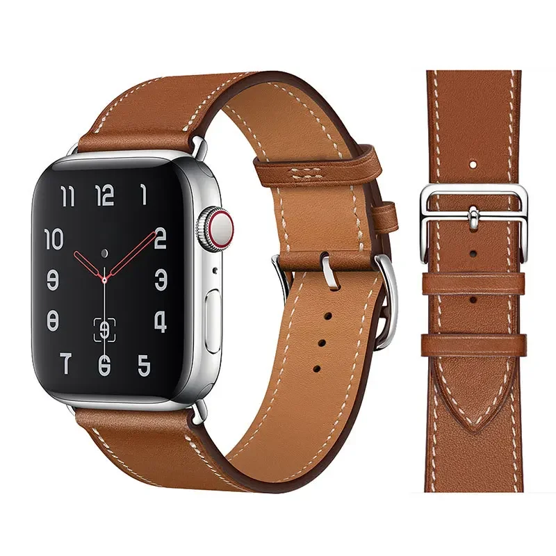 Genuine Leather Strap For Apple Watch Ultra 9 8 7 6 5 4 SE 49mm 45mm 41mm 44mm 40mm Bracelet Wristband iWatch 10 46mm 42mm Belt