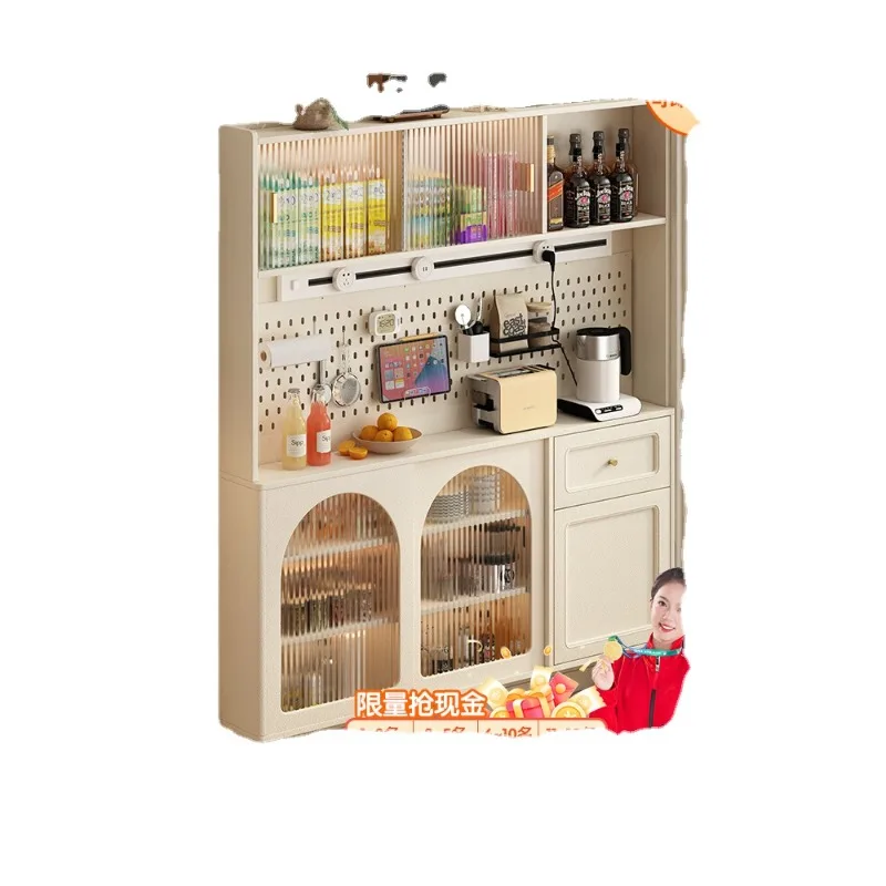 

Cream wind solid wood sideboard, wine cabinet integrated against the wall, extremely narrow high cabinet storage cabinet