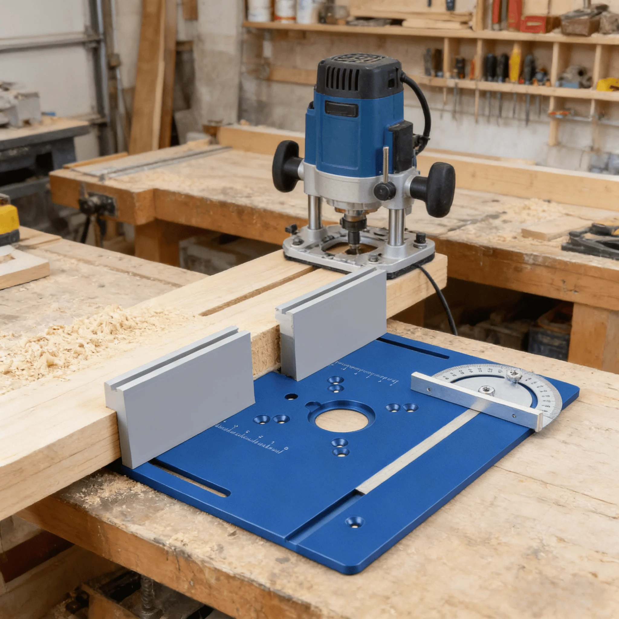 Aluminium Alloy Multifunctional Trimming Engraving Table Insert Plate, for Woodworking Benches Router Flip Plate W/ Miter Gauge