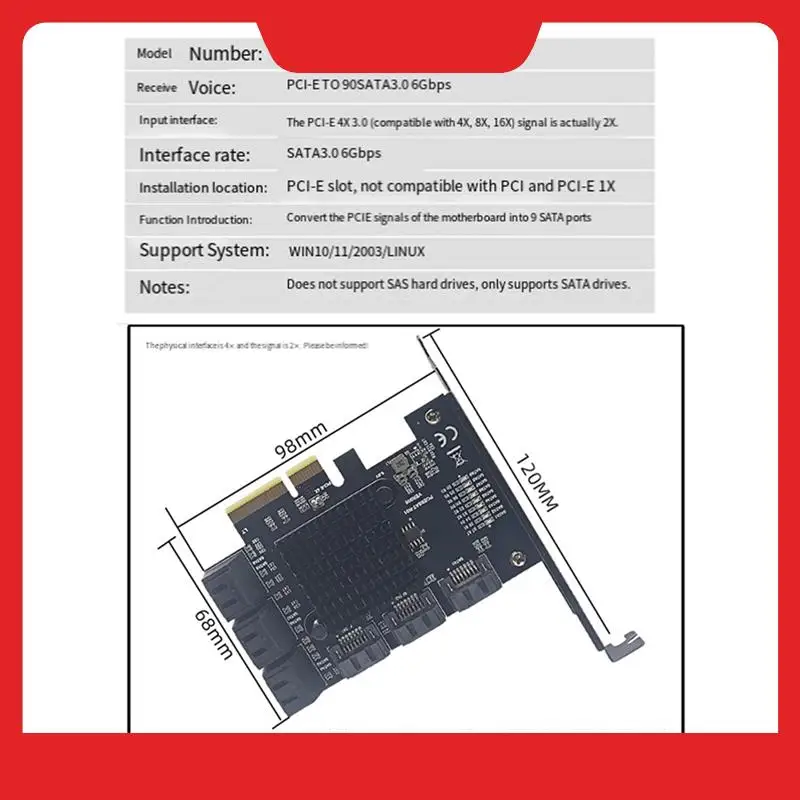 

SATA 3 Pcie 1X Express Expansion Adapter 9 Port PCIE To SATA 6 Gbps Multiplier Controller Card