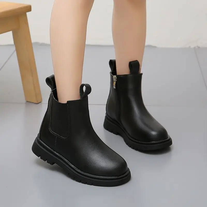 

Kids Winter Leather Short Boots 2026 New Korean British Style Toddler Boys Girls Ankle Boots Thin Lightweight Fashion Shoes