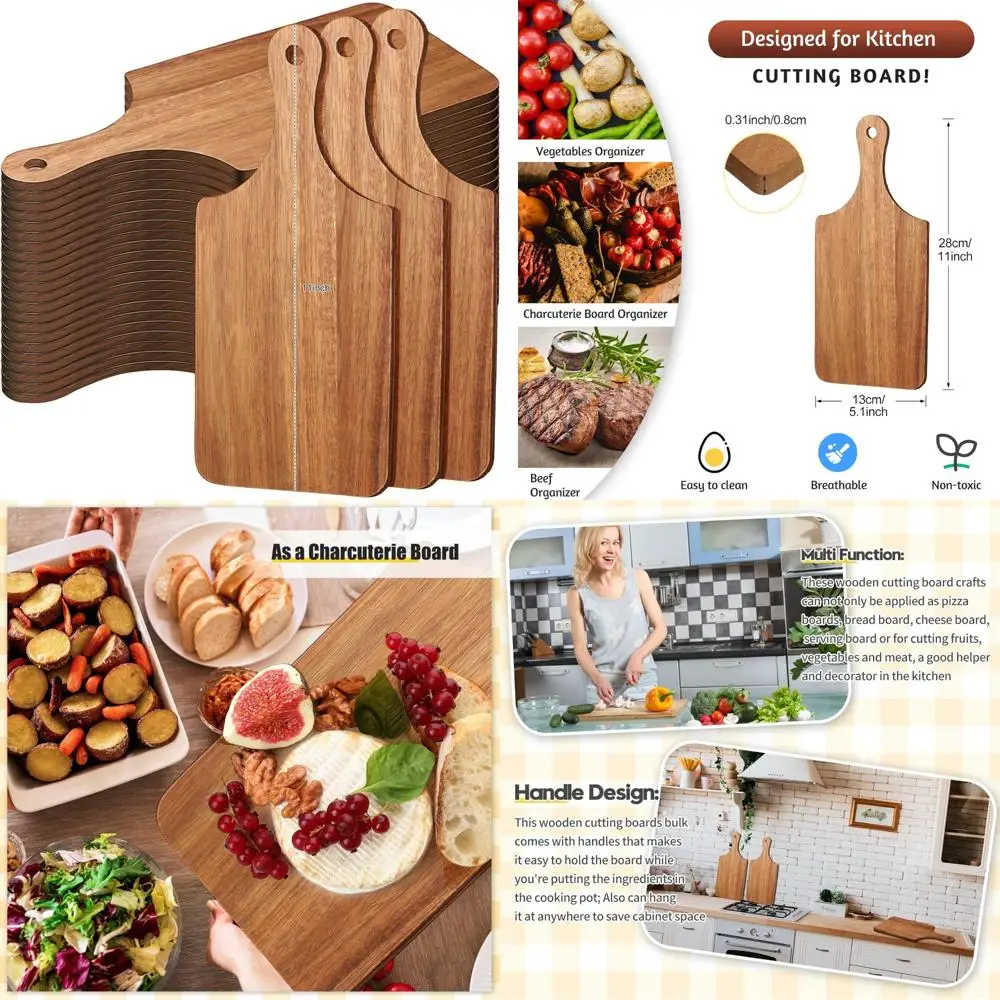 

Мини-сервировочные доски для мясных изделий, упаковка из 24 штук, разделочные доски по дереву 11 x 5 дюймов для небольшой лазерной гравировки и объемного использования на кухне