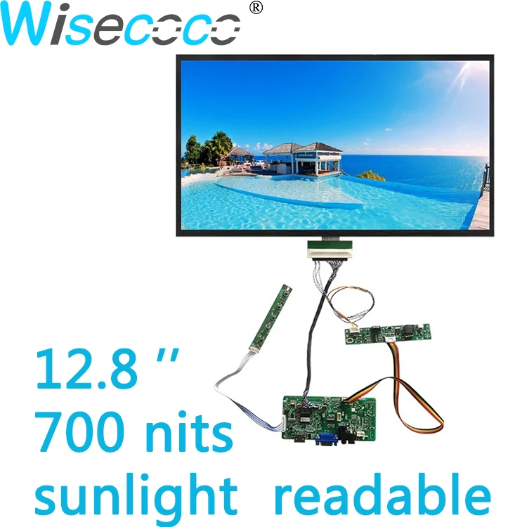 13 Inch 700 Nits Sunlight Readable Display 1920x1080 FHD High Luminance 12.8 Inch IPS Wide Temperature Automotive Outdoor Screen
