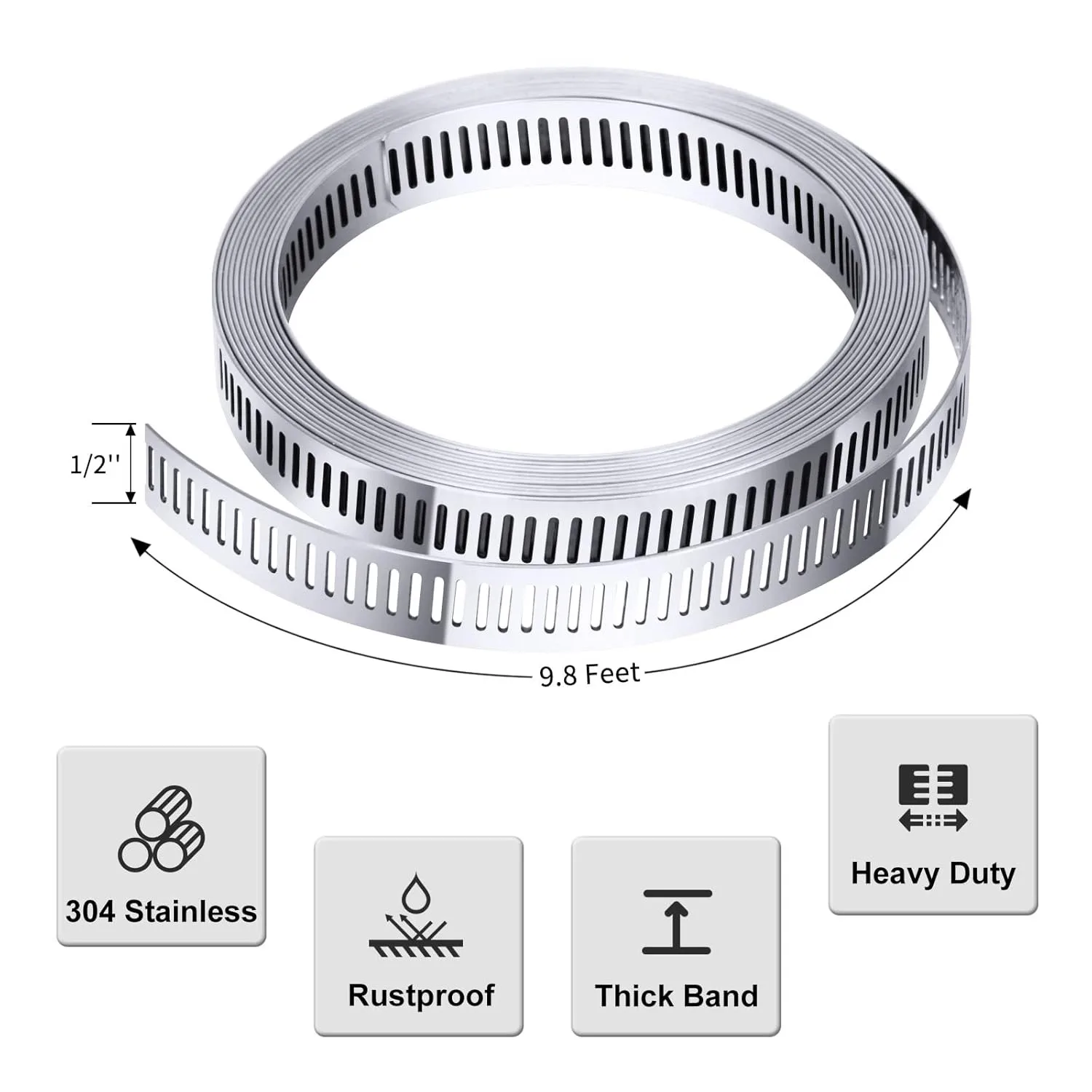 9.8ft Adjustable Large Hose Clamps Worm Gear Stainless Steel Clamp With 6 Fasteners Plumbing Clamp Sturdy Hose Clips Kit image 4