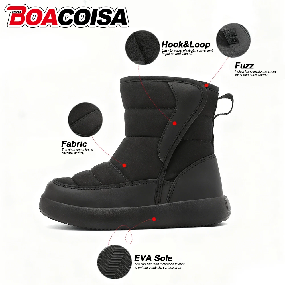 Sepatu Bot Salju Anak-anak Hangat Musim Dingin Sepatu Kasual Anti Selip Tebal Tahan Air untuk Anak Laki-laki Perempuan Sepatu Kets Anak Luar Ruangan Katun