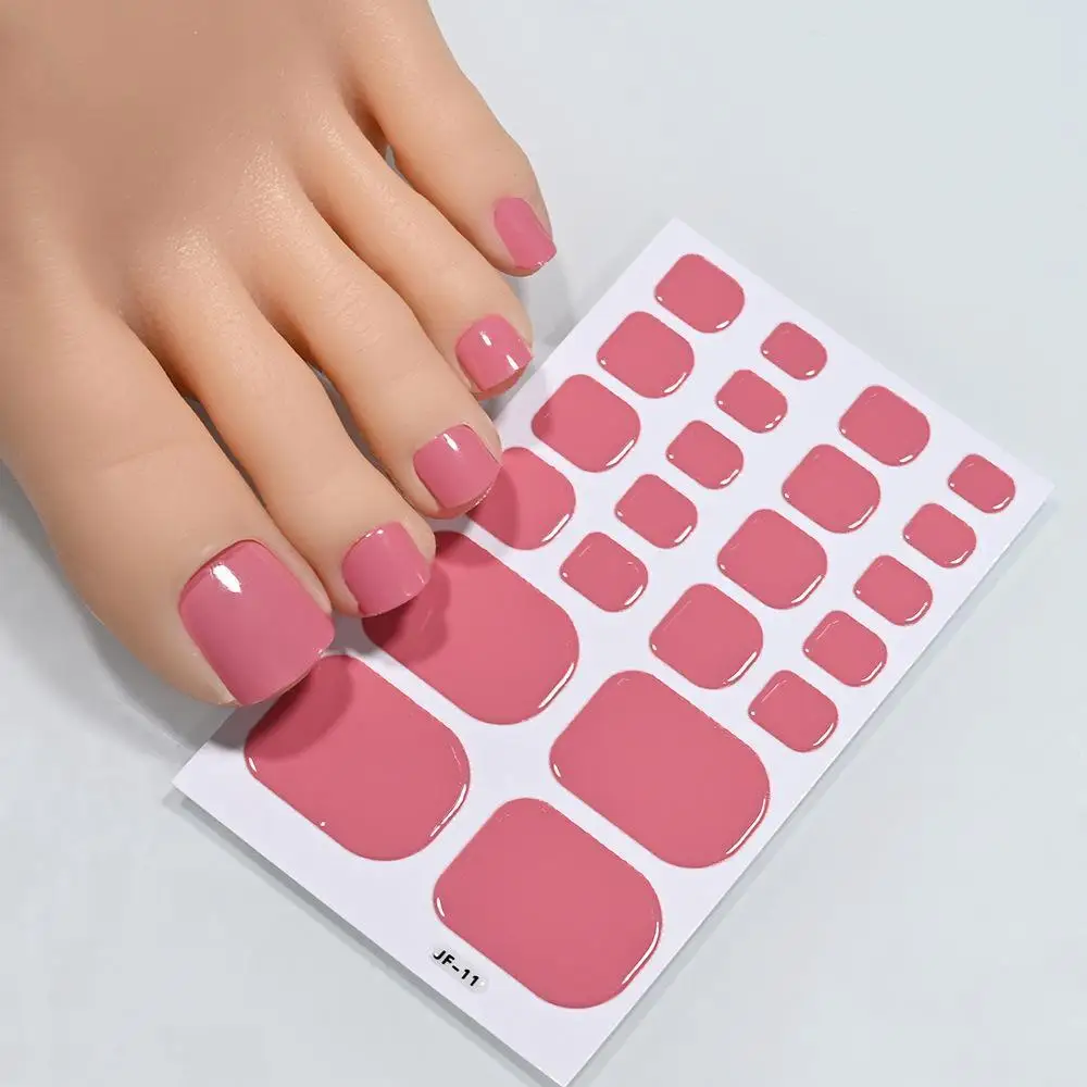 22tips Baking Free Toe Nail Sticker Wraps Solid Color Summer DIY Cover Toenail Strips Foot Adhesive Decals Self Full Polish Y6P4