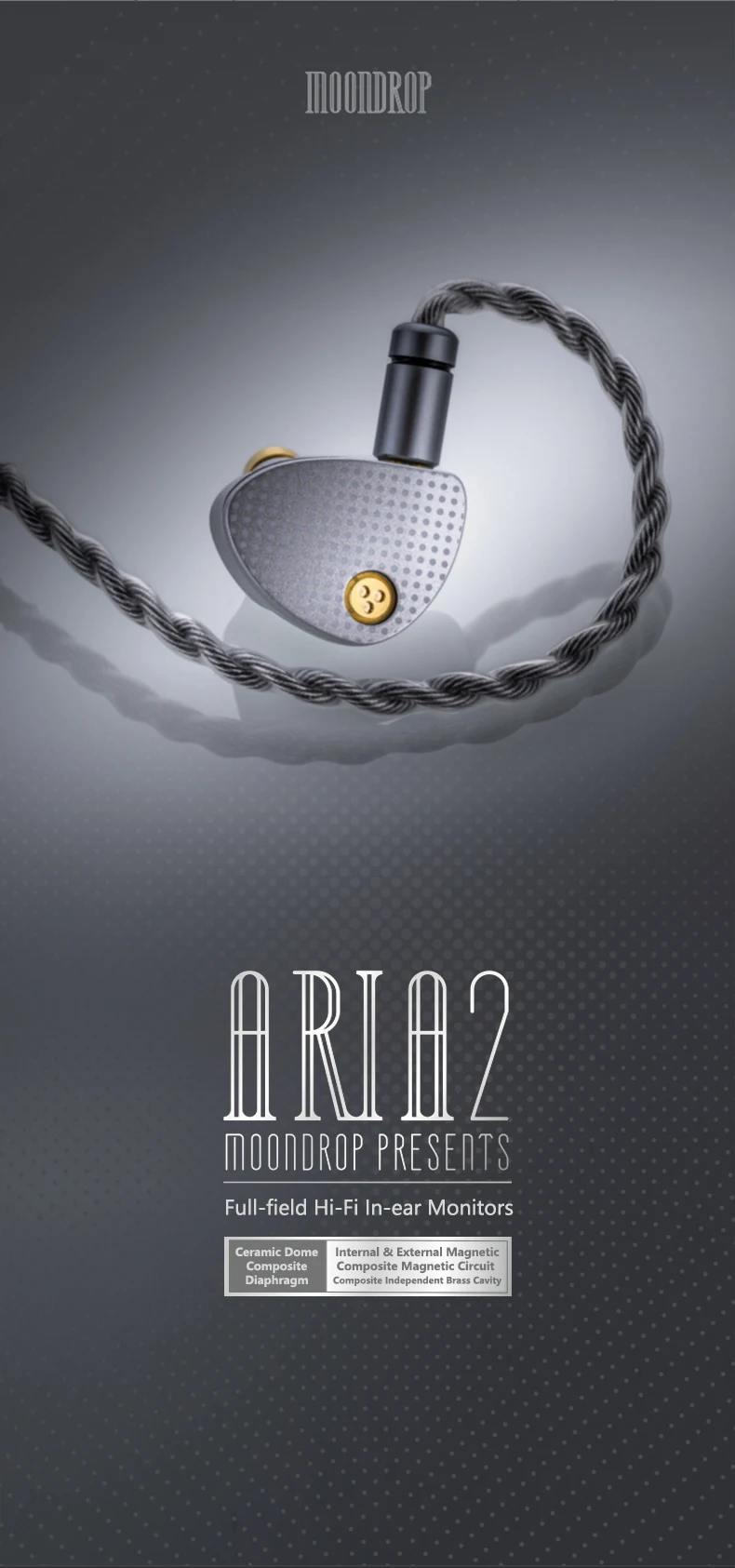 MoonDrop Aria 2 Ohrhörer, leistungsstarke dynamische IEMs mit LCP-Membran, 3,5/4,4 mm Ohrhörer, 0,78 2-Pin ARIA2 Ohrhörer – Detail 1