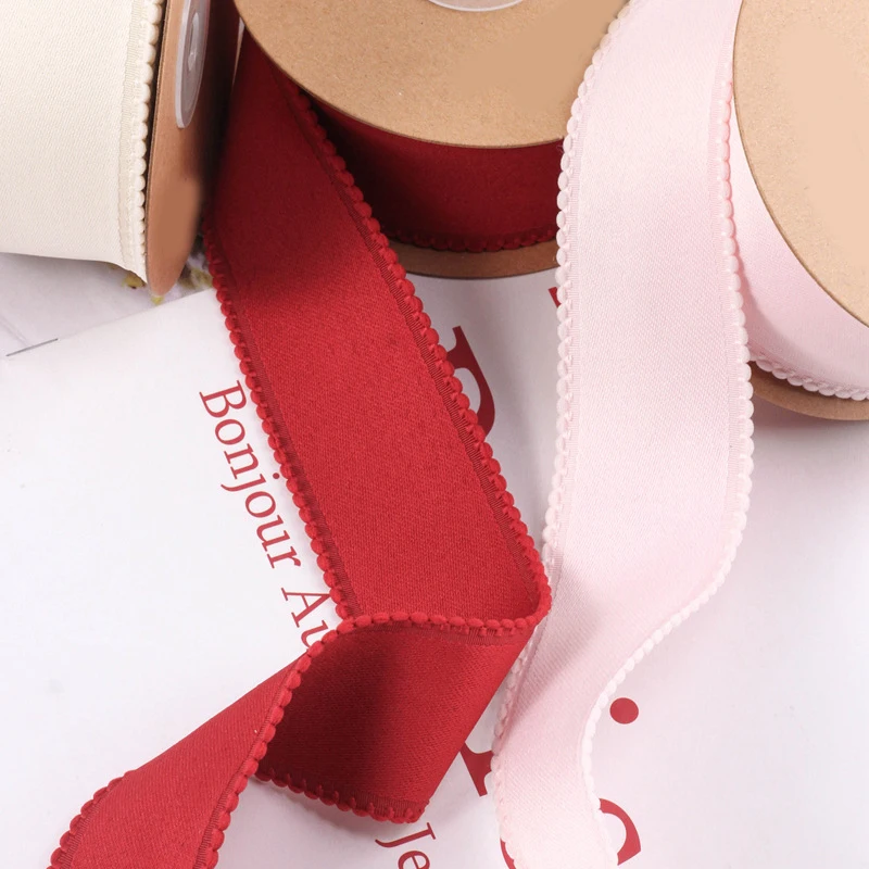10 Yards 25MM/38MM Single Color Lace Ribbon Hair Bows DIY Crafts Gift Wrapping Handmade Accessories Christmas Decoration