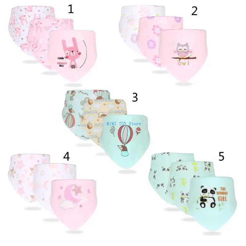 

24BE Feeding Bibs Baby Burp Cloth Cartoon Print Bibs for 0-36M Infant Gender Neutral Cotton Drooling Bibs Newborn Shower Gift