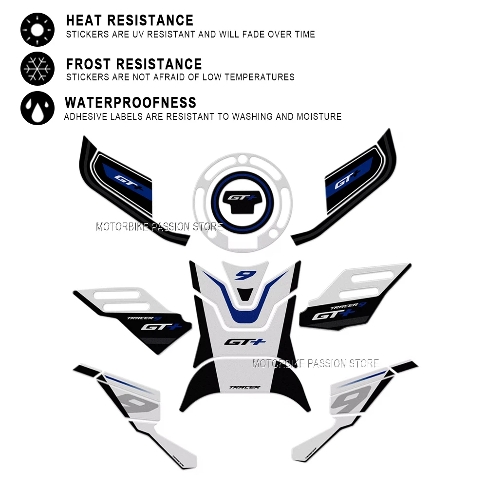Tracer 9 2023 Accessories Motorcycle Handguards Stickers kits 3D Gel Epoxy Resin Stickers for Yamaha Tracer 9 Tracer 9GT 2023